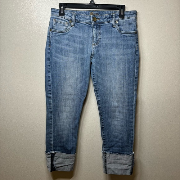 KUT FROM THE KLOTH Cropped Cuffed Straight Leg Non-Distressed Jeans Women Size 6 - Picture 1 of 7
